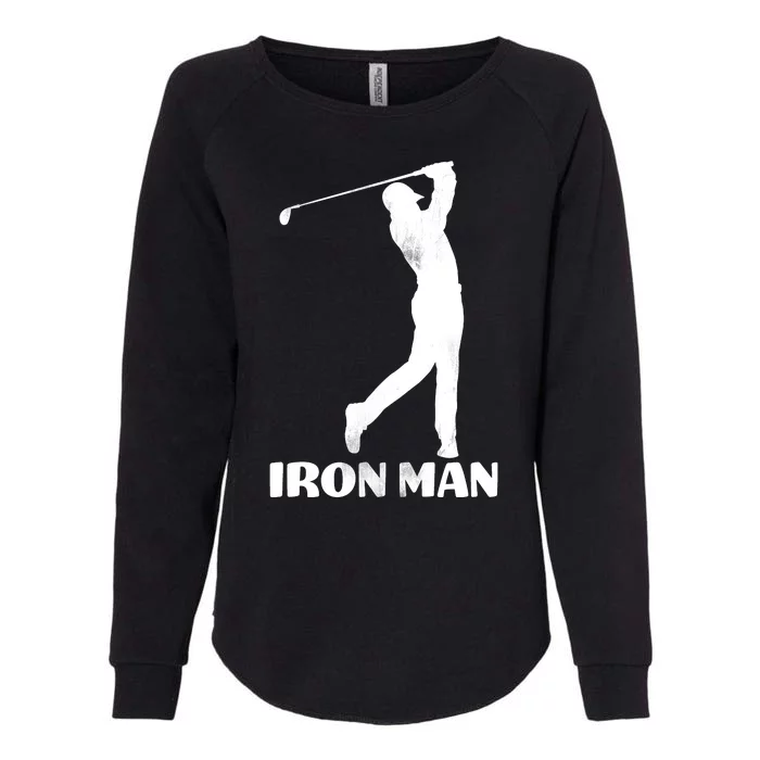 Vintage Iron Man Golf Design Womens California Wash Sweatshirt