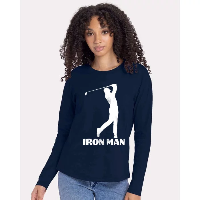 Vintage Iron Man Golf Design Womens Cotton Relaxed Long Sleeve T-Shirt