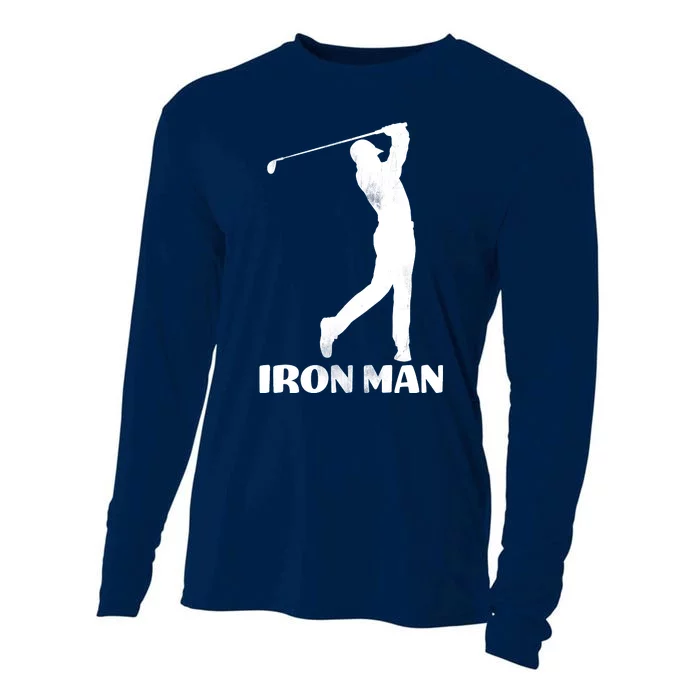 Vintage Iron Man Golf Design Cooling Performance Long Sleeve Crew