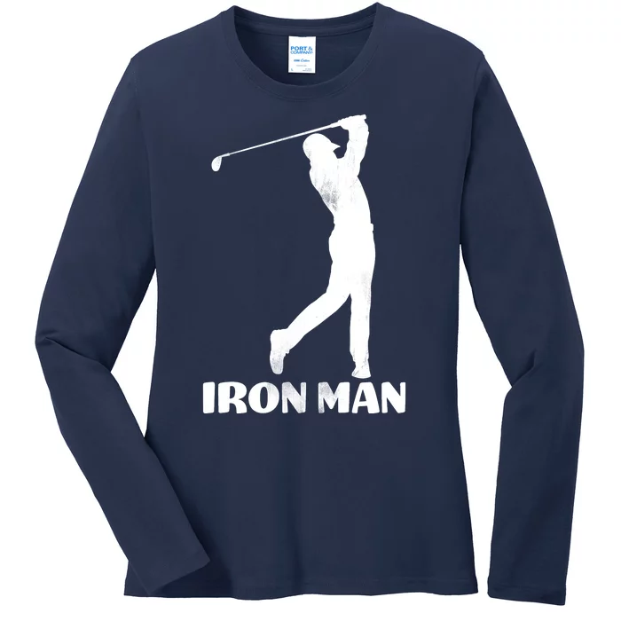 Vintage Iron Man Golf Design Ladies Long Sleeve Shirt