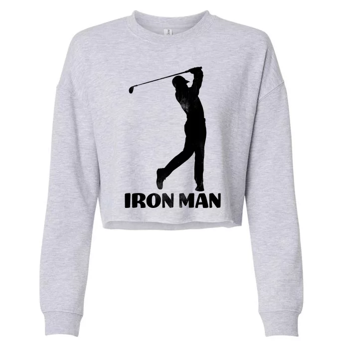 Vintage Iron Man Golf Design Cropped Pullover Crew