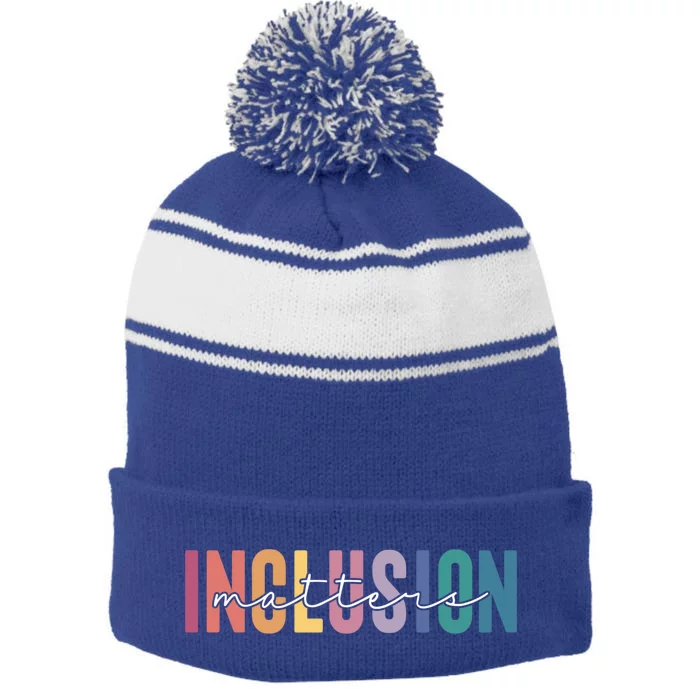 Vintage Inclusion Matters Special Education Neurodiversity Gift Stripe Pom Pom Beanie