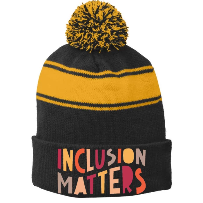 Vintage Inclusion Matters Positive Diversity Kindness Matter Stripe Pom Pom Beanie