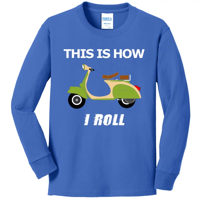 Vintage Italian Moped Gift This Is How I Roll Kids Long Sleeve Shirt