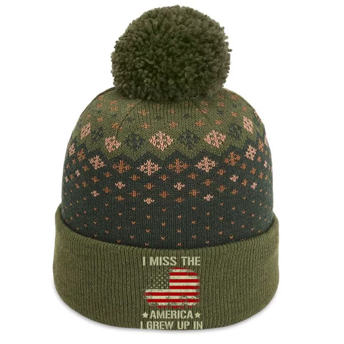 Vintage I Miss The America I Grew Up In American Flag Retro The Baniff Cuffed Pom Beanie