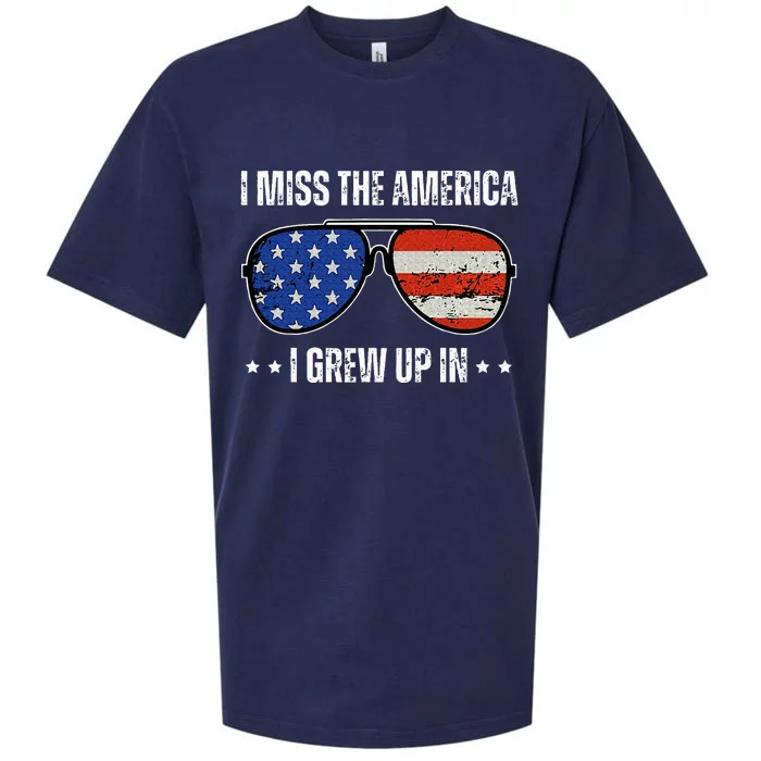 Vintage I Miss The America I Grew Up In Usa Flag Sunglasses Sueded Cloud Jersey T-Shirt