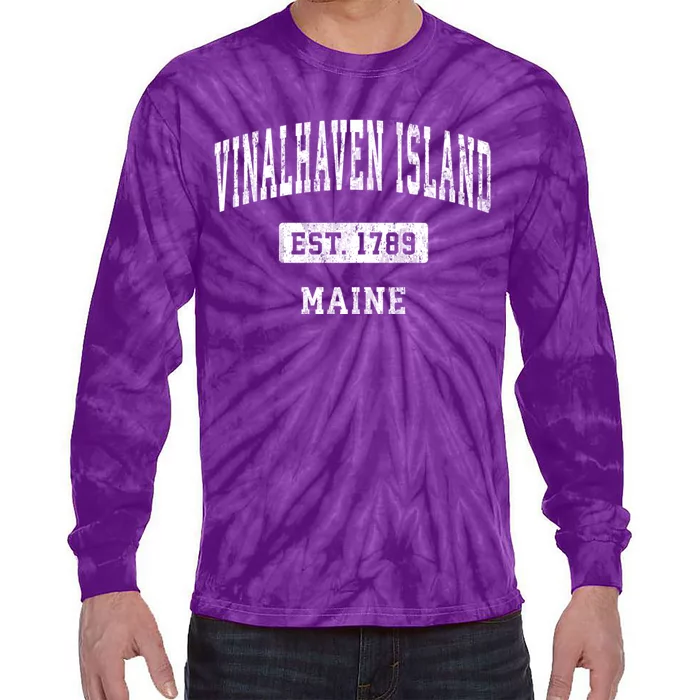 Vinalhaven Island Maine Me Vintage Sports Established Tie-Dye Long Sleeve Shirt