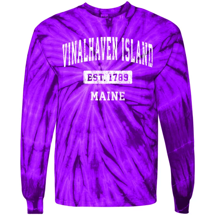 Vinalhaven Island Maine Me Vintage Sports Established Tie-Dye Long Sleeve Shirt