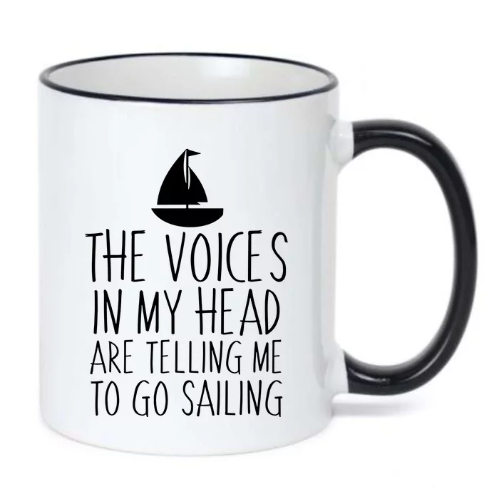 Voices In My Head Tell Me That I Should Go Sailing Black Color Changing Mug