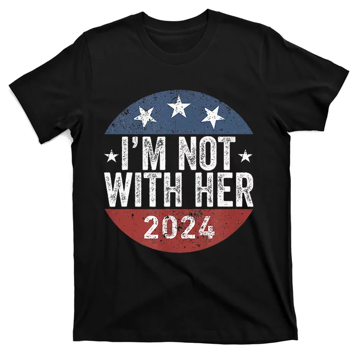 Vintage IM Not With Her 2024 American Us Flag T-Shirt