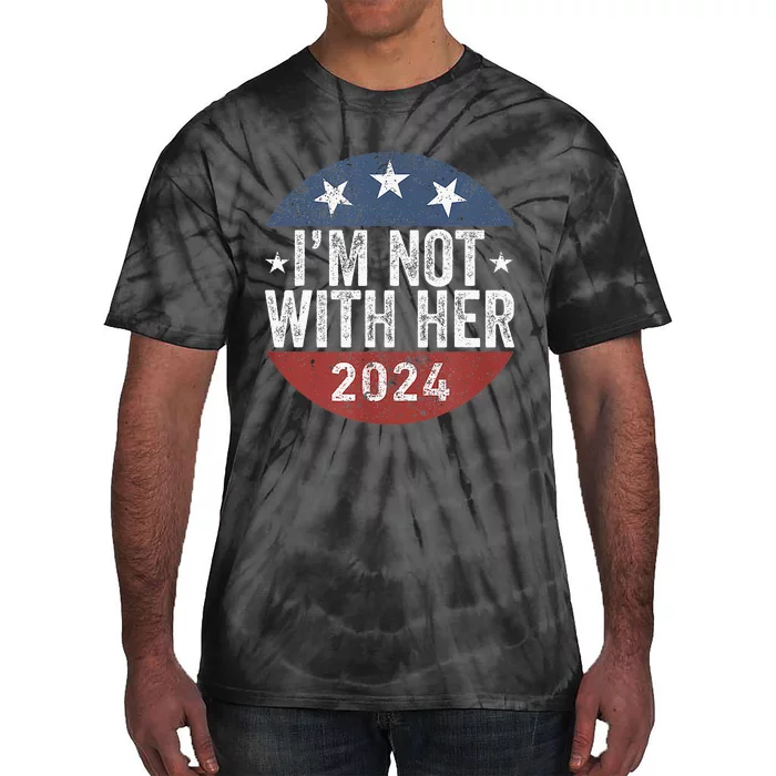 Vintage IM Not With Her 2024 American Us Flag Tie-Dye T-Shirt