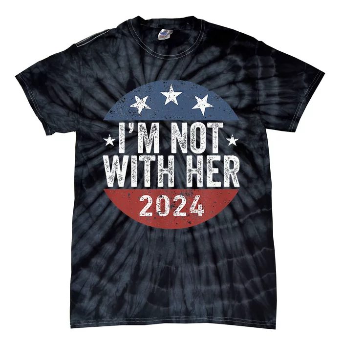 Vintage IM Not With Her 2024 American Us Flag Tie-Dye T-Shirt