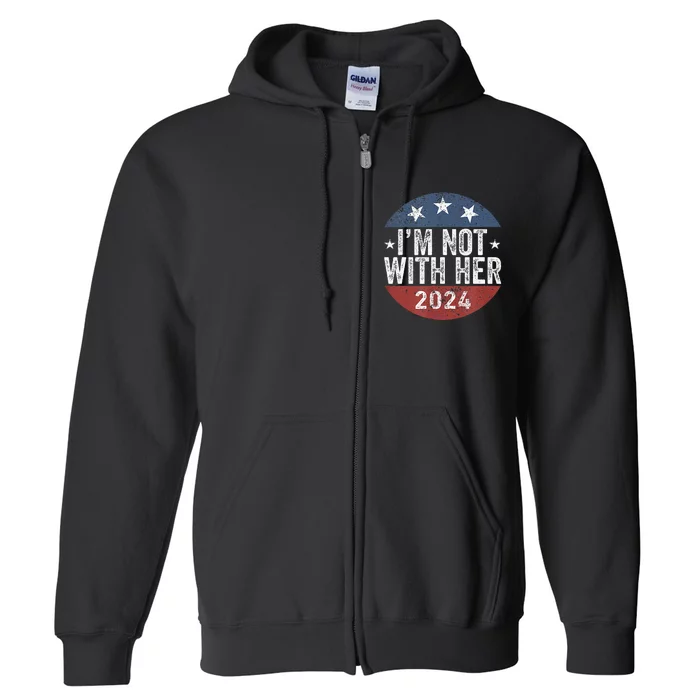 Vintage IM Not With Her 2024 American Us Flag Full Zip Hoodie