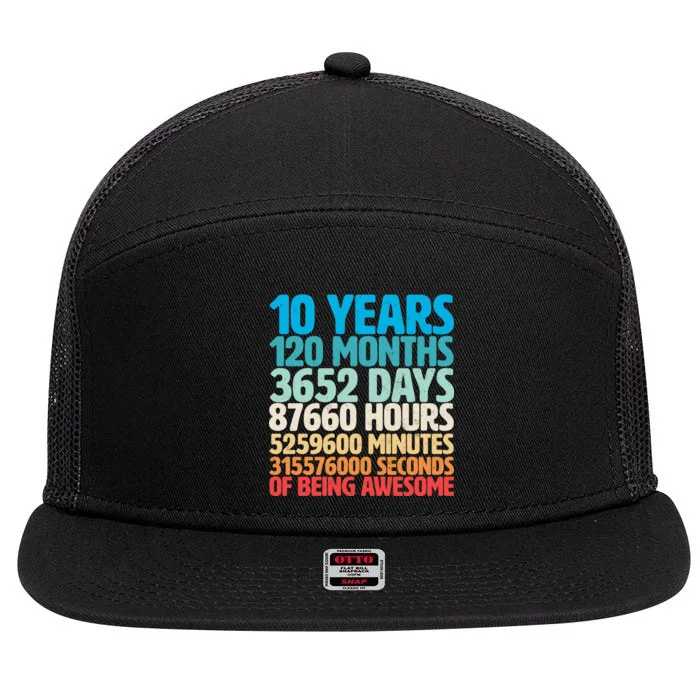 Vintage 10th Birthday 10 Years Old Being Awesome 7 Panel Mesh Trucker Snapback Hat