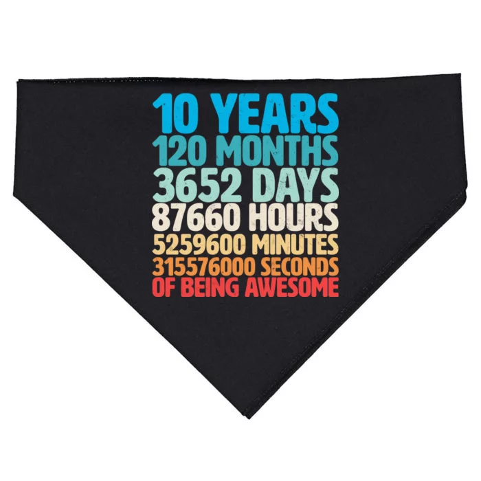 Vintage 10th Birthday 10 Years Old Being Awesome USA-Made Doggie Bandana