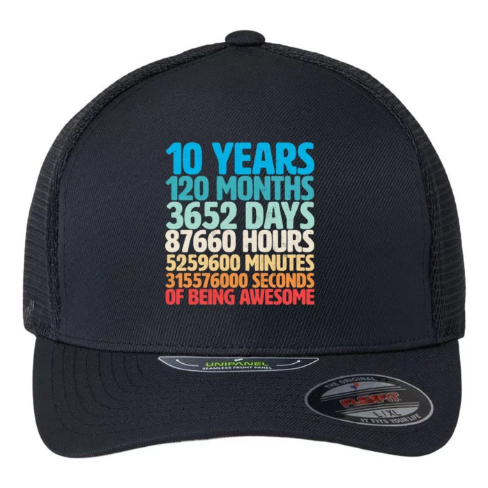 Vintage 10th Birthday 10 Years Old Being Awesome Flexfit Unipanel Trucker Cap