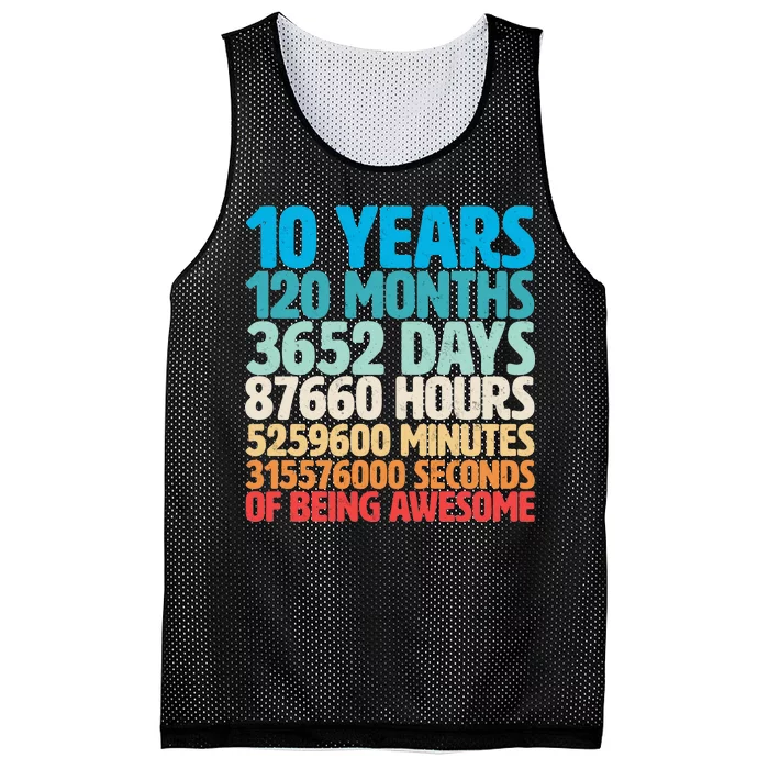 Vintage 10th Birthday 10 Years Old Being Awesome Mesh Reversible Basketball Jersey Tank