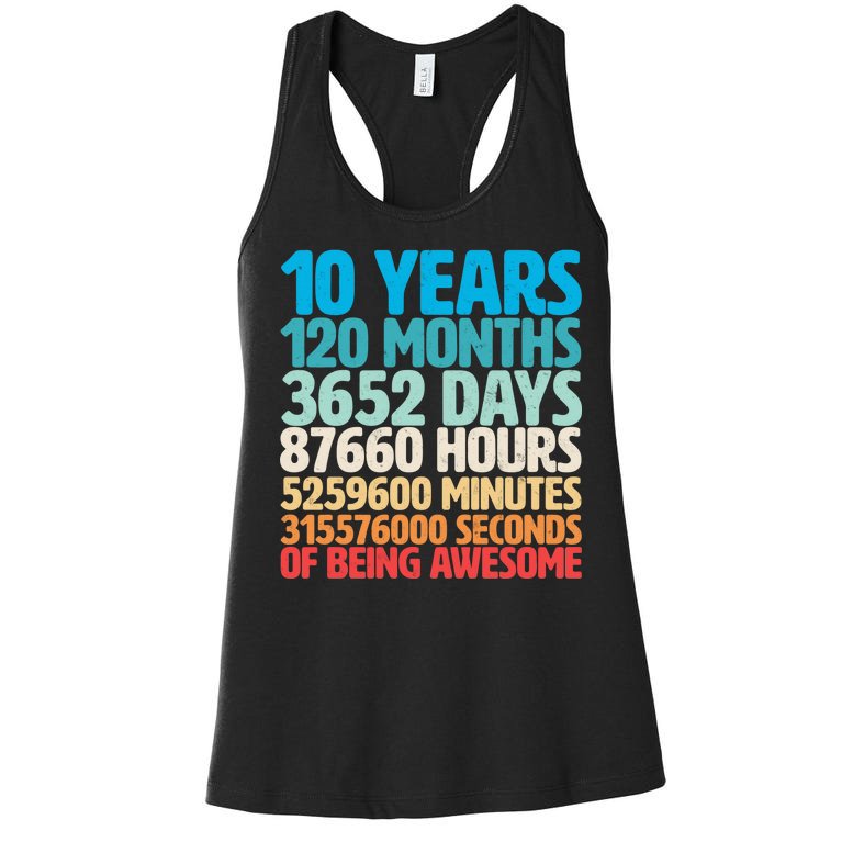 Vintage 10th Birthday 10 Years Old Being Awesome Women's Racerback Tank
