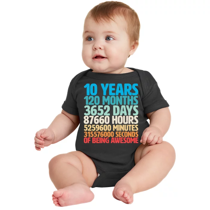 Vintage 10th Birthday 10 Years Old Being Awesome Baby Bodysuit