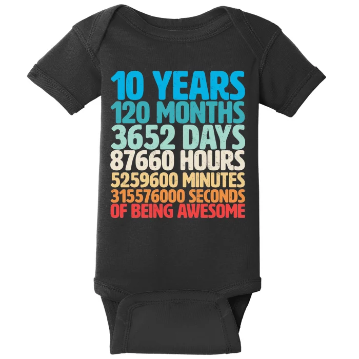 Vintage 10th Birthday 10 Years Old Being Awesome Baby Bodysuit