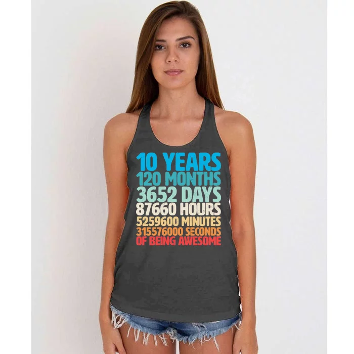 Vintage 10th Birthday 10 Years Old Being Awesome Women's Knotted Racerback Tank