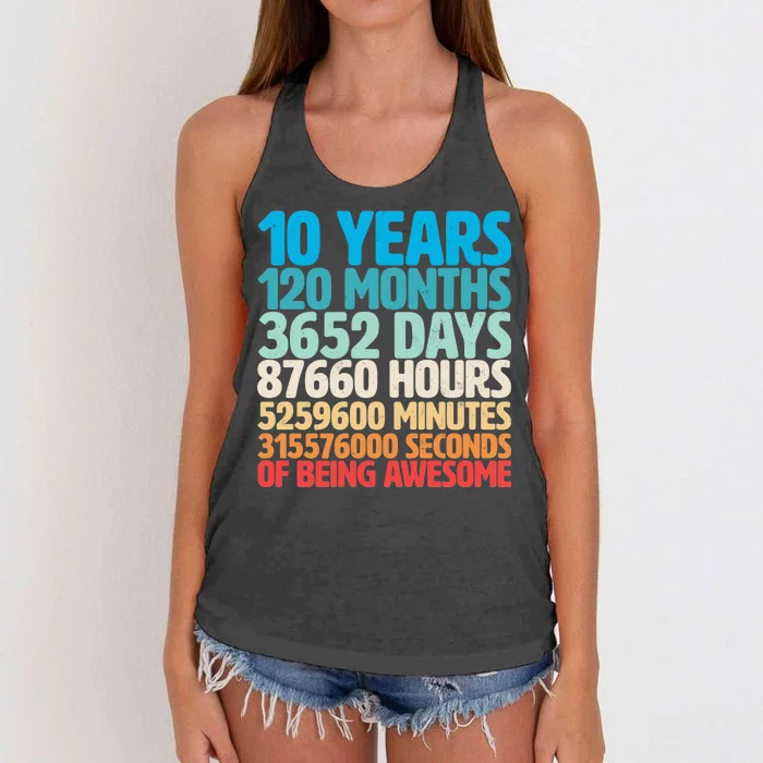 Vintage 10th Birthday 10 Years Old Being Awesome Women's Knotted Racerback Tank