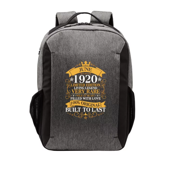 Vintage 1920 Limited Edition June 100th Birthday Vector Backpack