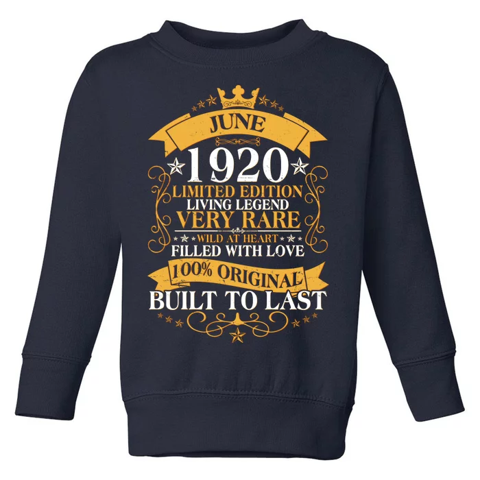 Vintage 1920 Limited Edition June 100th Birthday Toddler Sweatshirt