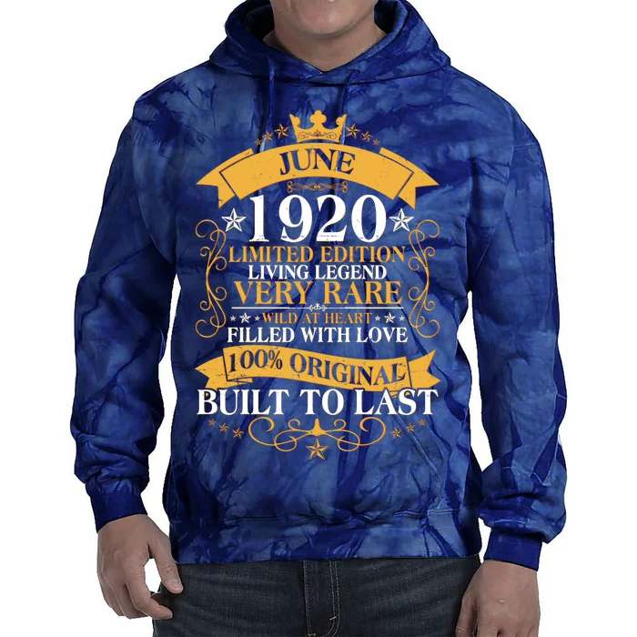 Vintage 1920 Limited Edition June 100th Birthday Tie Dye Hoodie