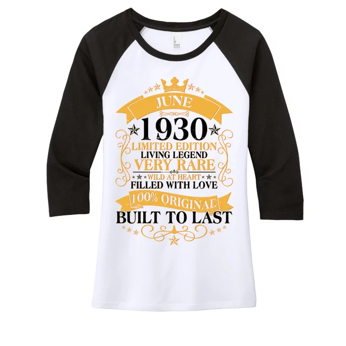 Vintage 1930 Limited Edition June Birthday Women's Tri-Blend 3/4-Sleeve Raglan Shirt