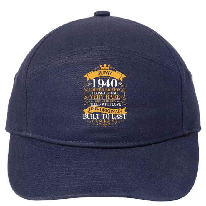 Vintage 1940 Limited Edition June 80th Birthday 7-Panel Snapback Hat