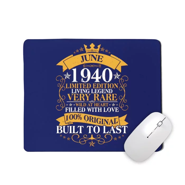 Vintage 1940 Limited Edition June 80th Birthday Mousepad