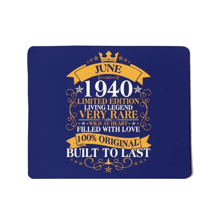 Vintage 1940 Limited Edition June 80th Birthday Mousepad