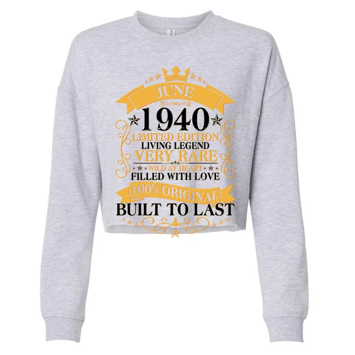 Vintage 1940 Limited Edition June 80th Birthday Cropped Pullover Crew