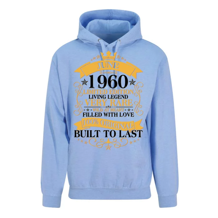 Vintage 1960 Limited Edition June 60th Birthday Unisex Surf Hoodie