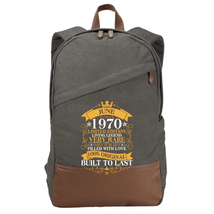 Vintage 1970 Limited Edition June 50th Birthday Cotton Canvas Backpack