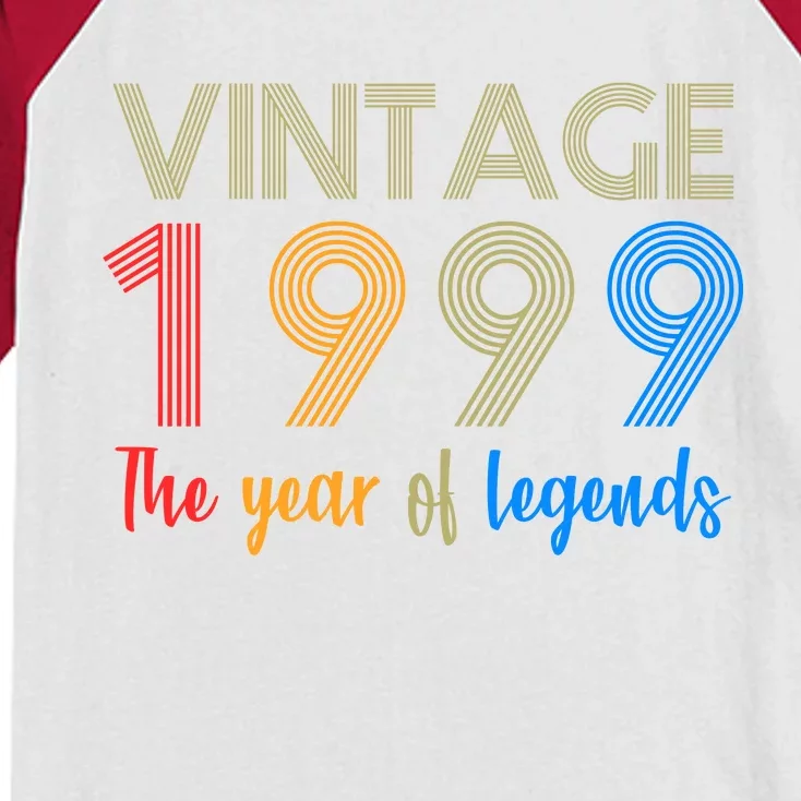 Vintage 1999 The Year Of Legends 21st Birthday Kids Colorblock Raglan Jersey