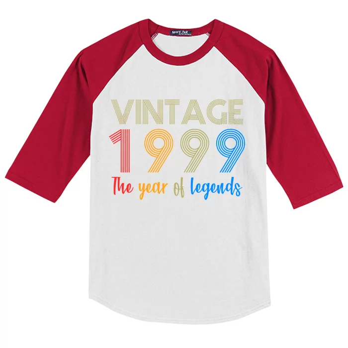 Vintage 1999 The Year Of Legends 21st Birthday Kids Colorblock Raglan Jersey