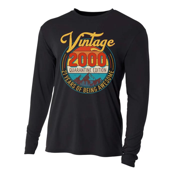 Vintage 2000 Quarantine Edition 21 Years of Being Awesome Birthday Cooling Performance Long Sleeve Crew