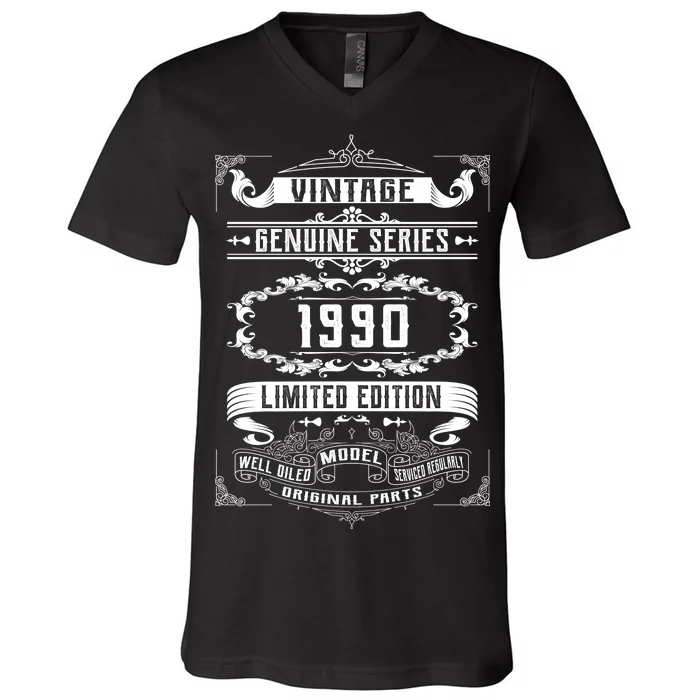 Vintage 30th Birthday Genuine Series 1990 V-Neck T-Shirt