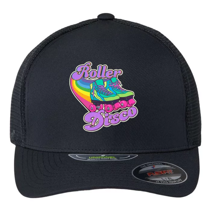 Vintage 80s Retro Roller Disco Skates Flexfit Unipanel Trucker Cap