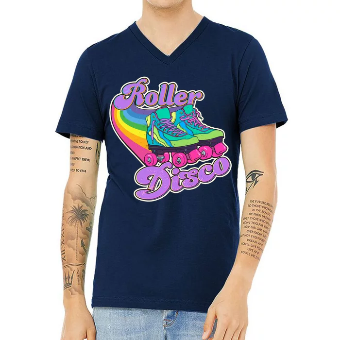 Vintage 80s Retro Roller Disco Skates V-Neck T-Shirt