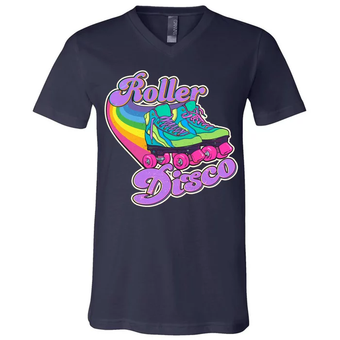 Vintage 80s Retro Roller Disco Skates V-Neck T-Shirt