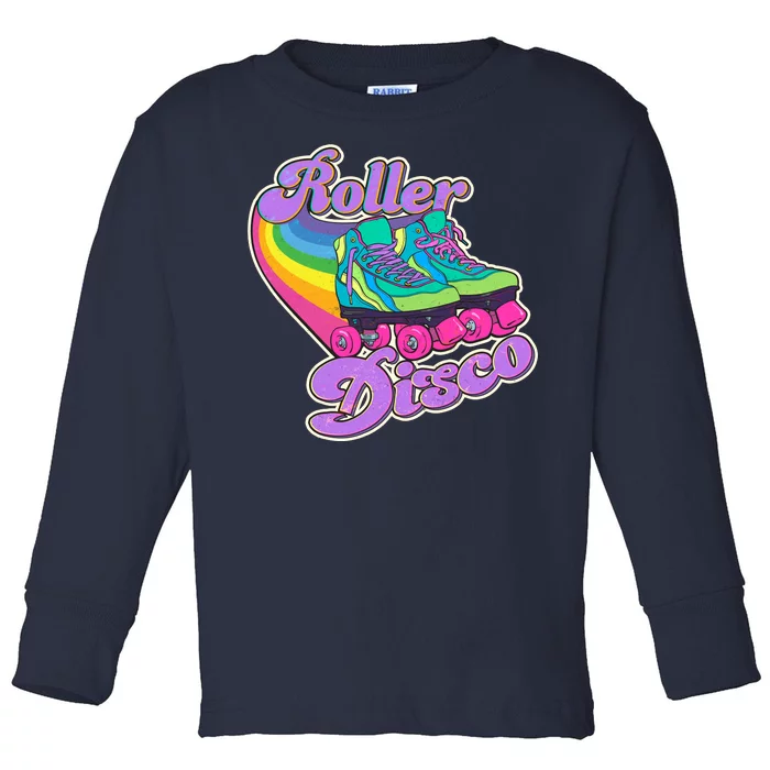 Vintage 80s Retro Roller Disco Skates Toddler Long Sleeve Shirt