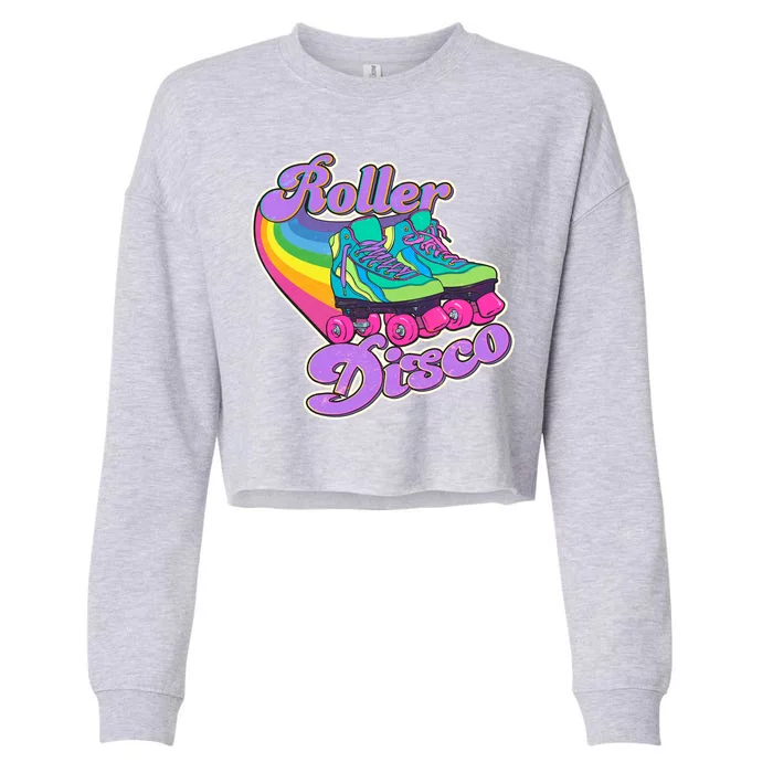 Vintage 80s Retro Roller Disco Skates Cropped Pullover Crew