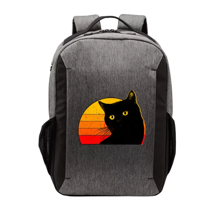 Vintage 80's Style Black Cat Retro Sun Vector Backpack