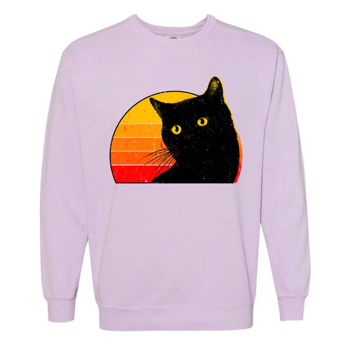 Vintage 80's Style Black Cat Retro Sun Garment-Dyed Sweatshirt