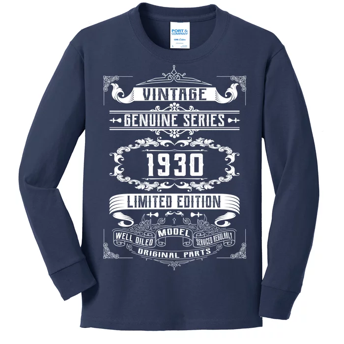 Vintage 90th Birthday Genuine Series 1930 Kids Long Sleeve Shirt