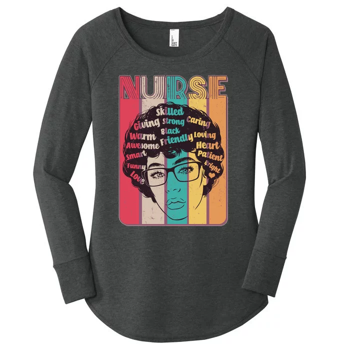 Vintage African American Black Nurse Women's Perfect Tri Tunic Long Sleeve Shirt