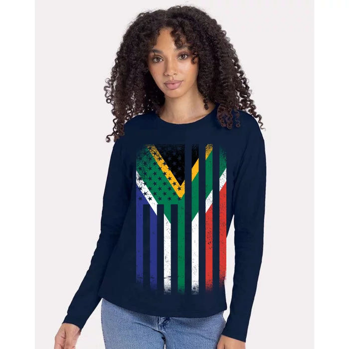 Vintage African Flag Womens Cotton Relaxed Long Sleeve T-Shirt